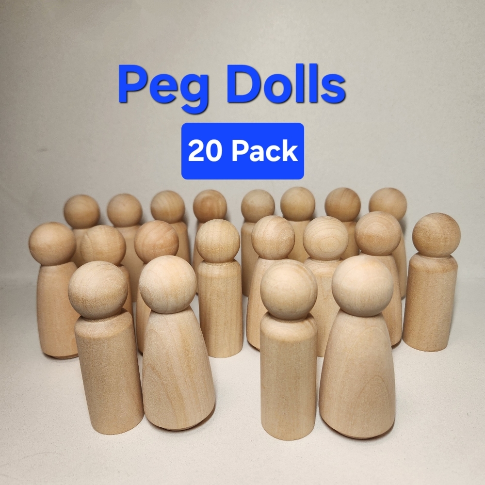 LARGE 20 Peg Dolls Craft Supplies 3.5" Tall Wedding Cake Toppers Woodpeckers